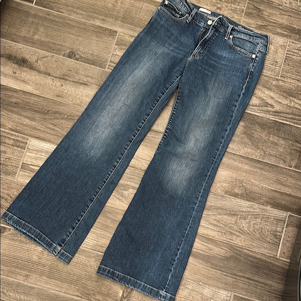 GAP Blue Flare Wide Leg Jeans with Subtle Fading